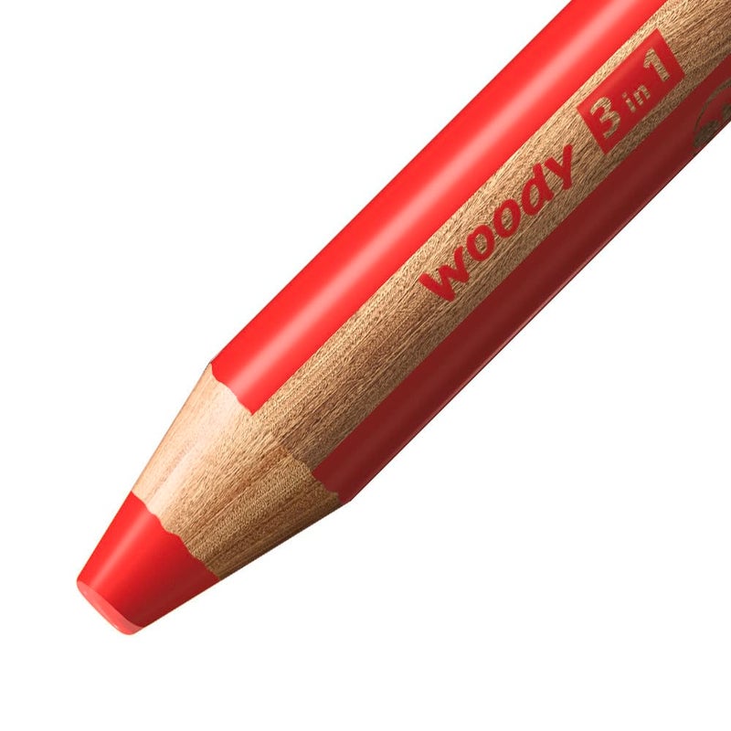 STABILO Multi-Talented Pencil woody 3 in 1 - Pack of 5 - STABILOred - Image 2